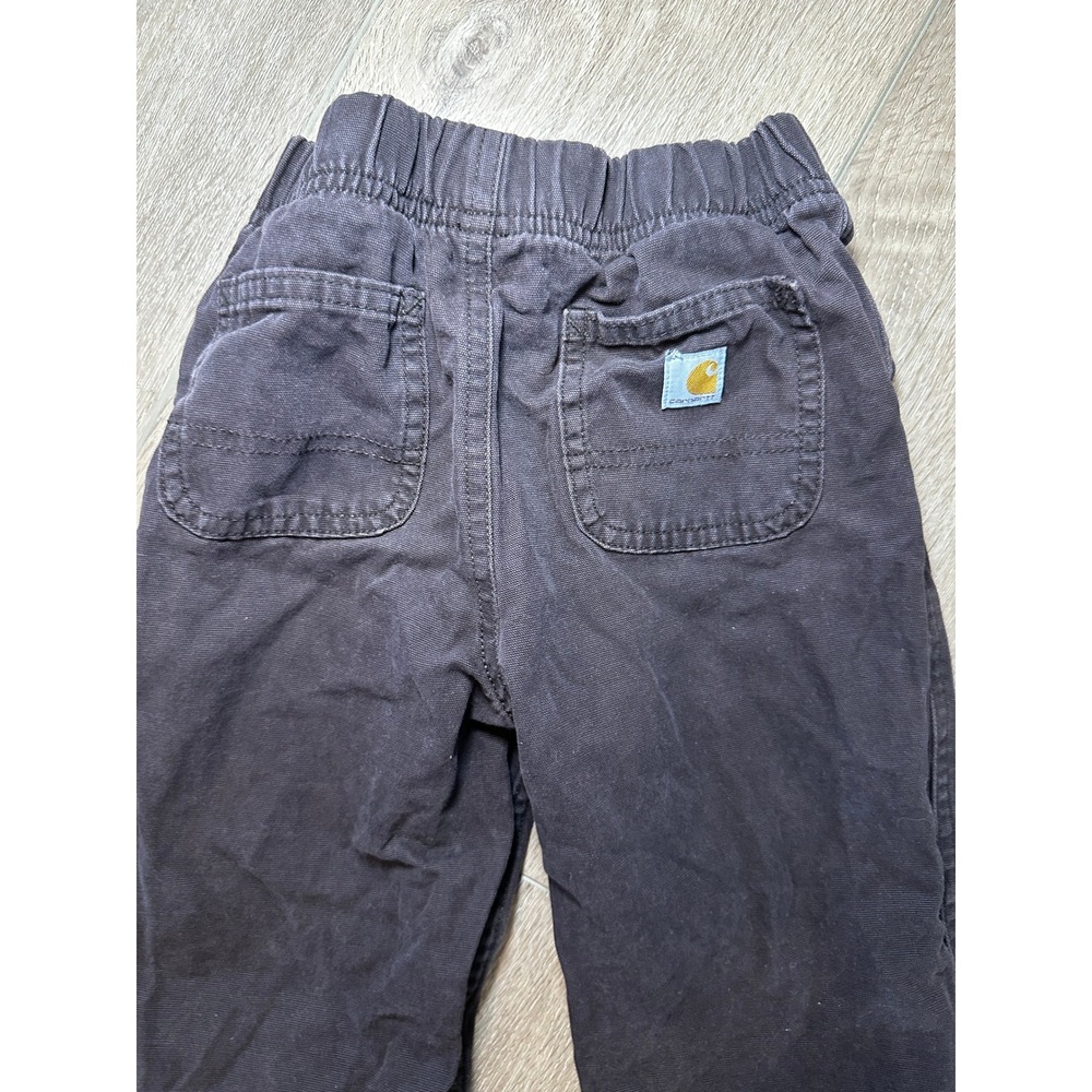 Carhartt Toddler Boys 3T Brown Canvas Cotton Elastic Waist Work Pants - Picture 4 of 7